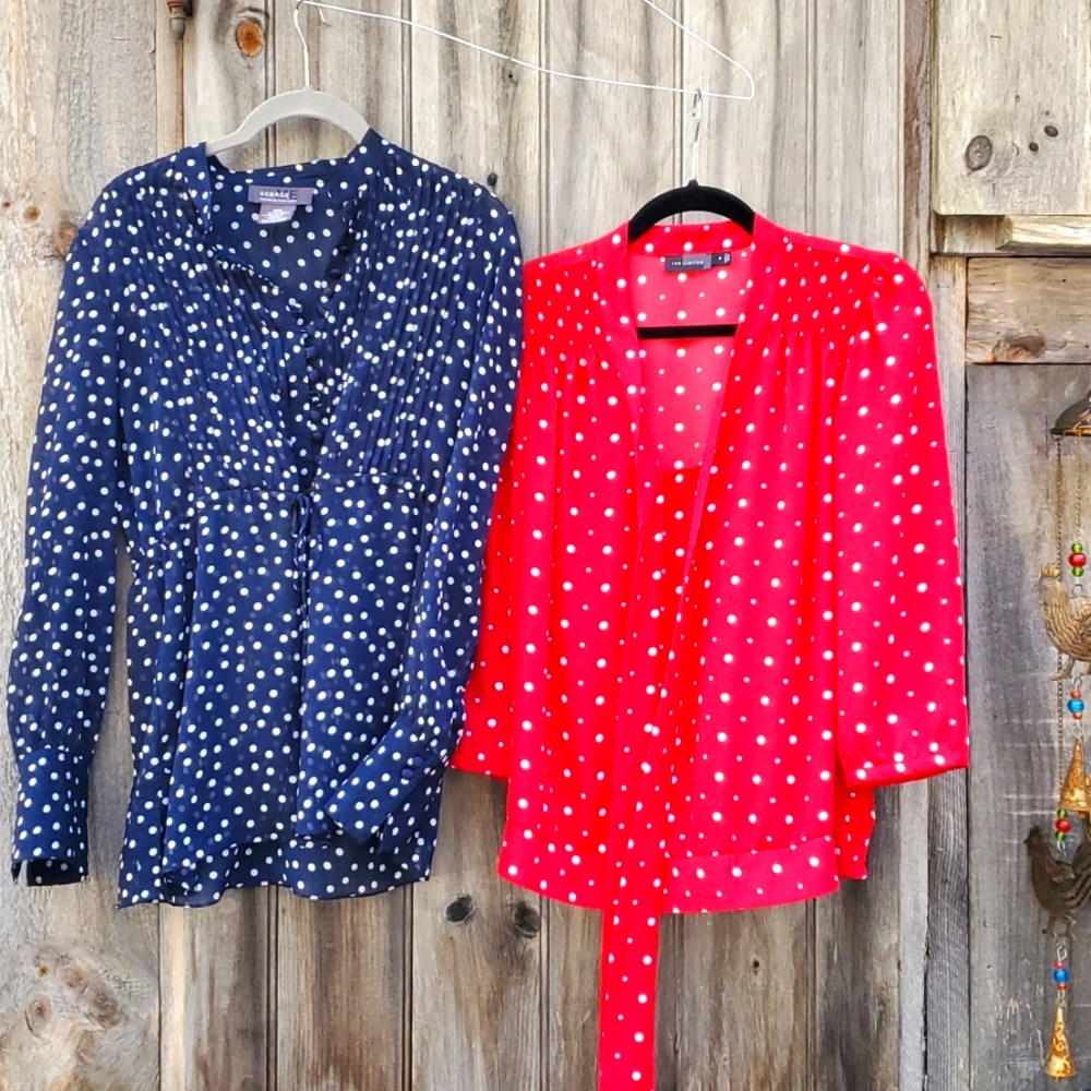 2 for 1 Limited + George polka dot Lot  get BOTH blouse size medium + small